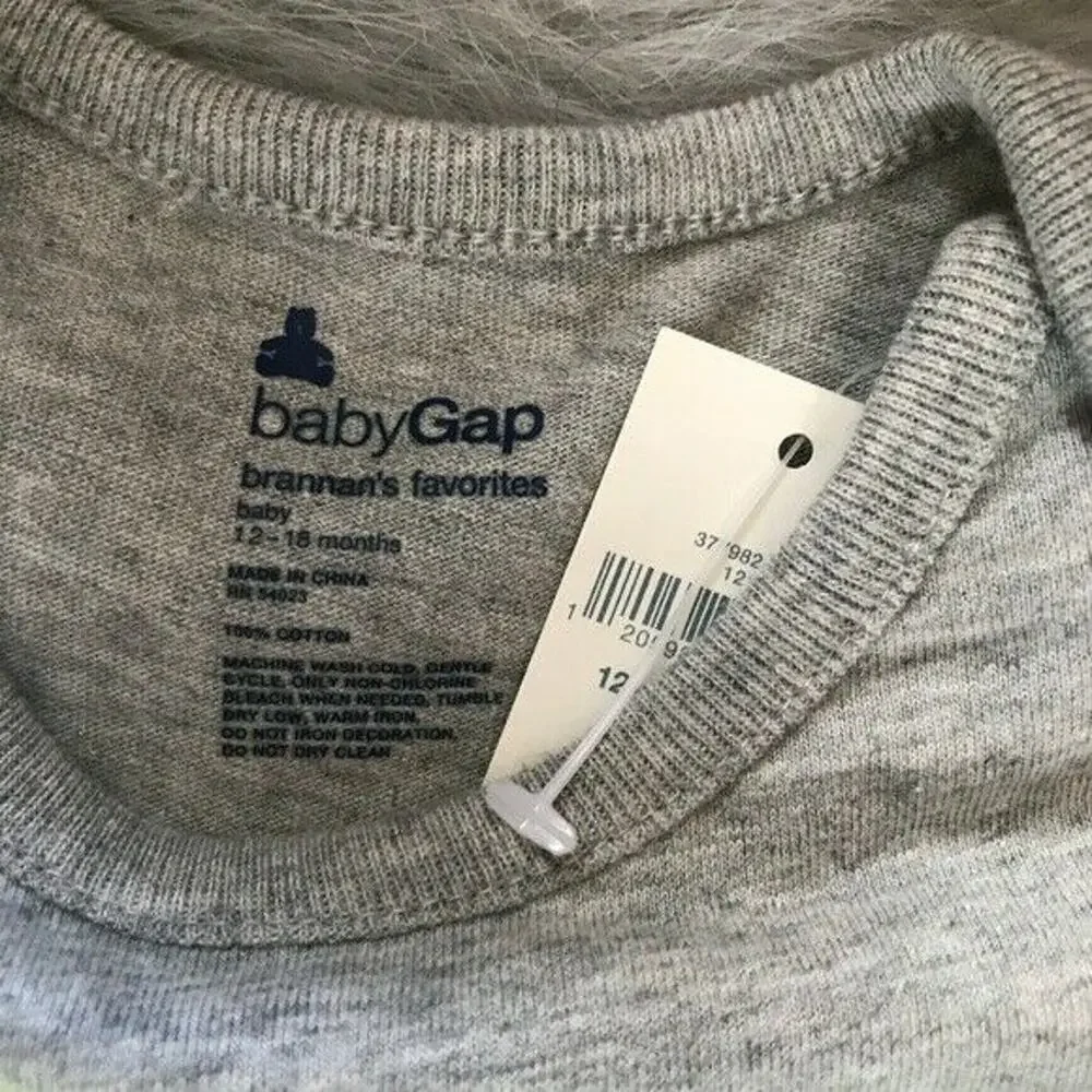 Gap Boys Bodysuit Sz 12-18 Months My Grandpa is #1 Gray Short Sleeve Cotton NEW‎